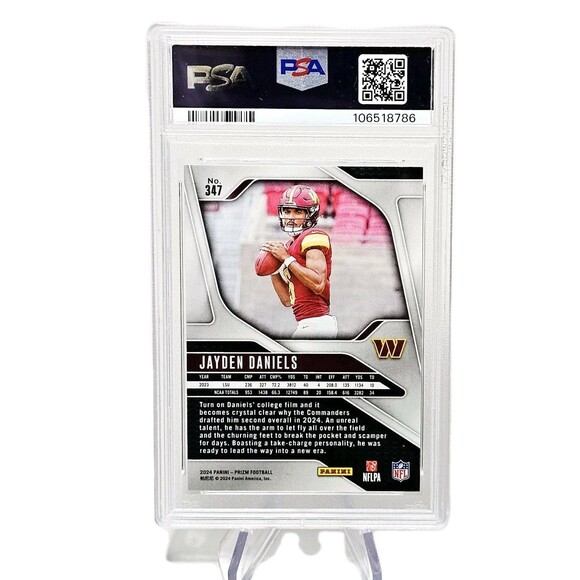 JAYDEN DANIELS RC 2024 PANINI PRIZM #347 PSA MINT 9 OFFENSIVE ROOKIE POY! - Picture 3 of 4